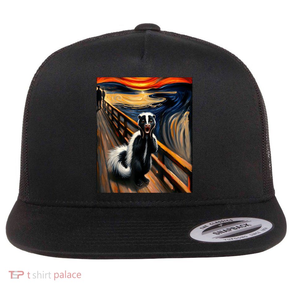 Expressionist Scream For Skunk Lovers Artistic Skunk Flat Bill Trucker Hat