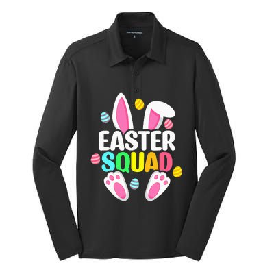 Easter Squad Family Matching Easter Day Bunny Egg Hunt Group Silk Touch Performance Long Sleeve Polo