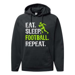 Eat Sleep Football Repeat Football Player Funny Performance Fleece Hoodie