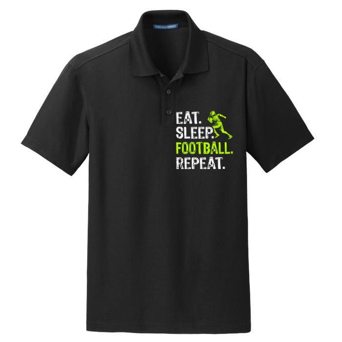 Eat Sleep Football Repeat Football Player Funny Dry Zone Grid Polo