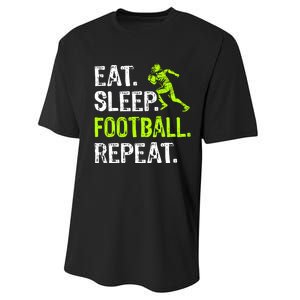 Eat Sleep Football Repeat Football Player Funny Performance Sprint T-Shirt