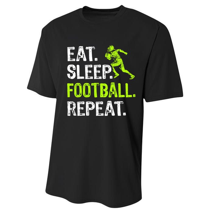 Eat Sleep Football Repeat Football Player Funny Performance Sprint T-Shirt