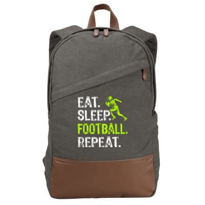 Eat Sleep Football Repeat Football Player Funny Cotton Canvas Backpack