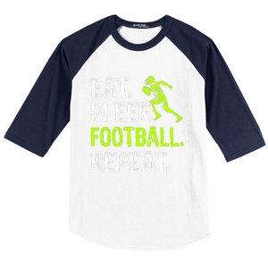 Eat Sleep Football Repeat Football Player Funny Baseball Sleeve Shirt