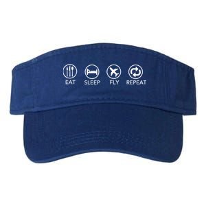 Eat Sleep Fly Repeat Gift Funny Aviator Pilot Gift Valucap Bio-Washed Visor