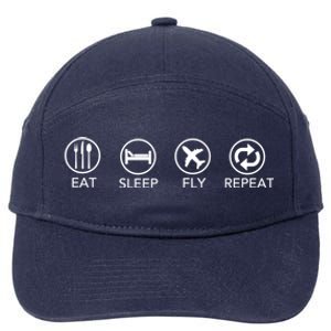 Eat Sleep Fly Repeat Gift Funny Aviator Pilot Gift 7-Panel Snapback Hat