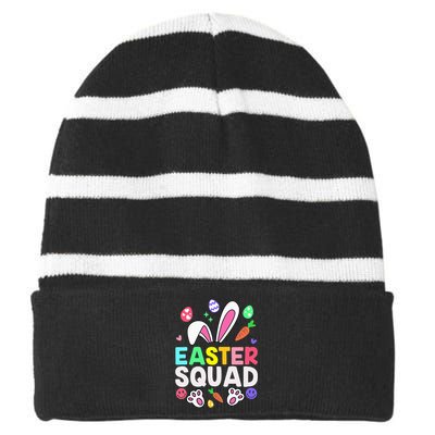 Easter Squad Family Matching Easter Day Bunny Egg Hunt Group Striped Beanie with Solid Band