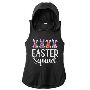 Easter Squad, Funny Egg Bunny Rabbit Rainbow Tie dye Leopard Ladies PosiCharge Tri-Blend Wicking Draft Hoodie Tank