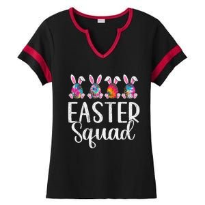 Easter Squad, Funny Egg Bunny Rabbit Rainbow Tie dye Leopard Ladies Halftime Notch Neck Tee