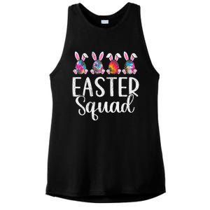 Easter Squad, Funny Egg Bunny Rabbit Rainbow Tie dye Leopard Ladies PosiCharge Tri-Blend Wicking Tank