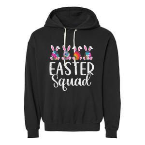 Easter Squad, Funny Egg Bunny Rabbit Rainbow Tie dye Leopard Garment-Dyed Fleece Hoodie