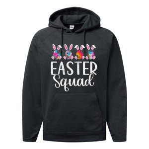 Easter Squad, Funny Egg Bunny Rabbit Rainbow Tie dye Leopard Performance Fleece Hoodie