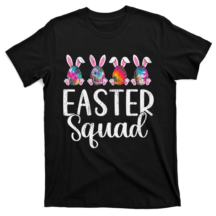 Easter Squad, Funny Egg Bunny Rabbit Rainbow Tie dye Leopard T-Shirt