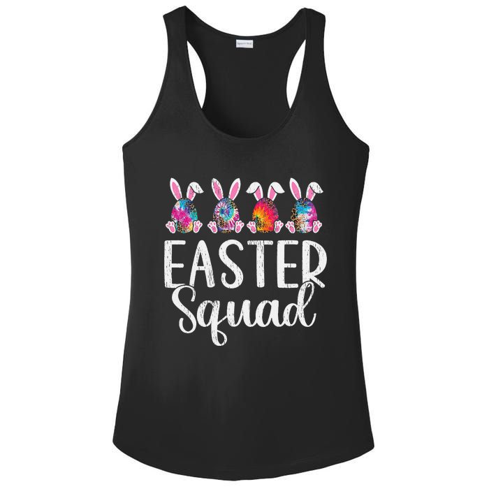 Easter Squad, Funny Egg Bunny Rabbit Rainbow Tie dye Leopard Ladies PosiCharge Competitor Racerback Tank