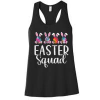 Easter Squad, Funny Egg Bunny Rabbit Rainbow Tie dye Leopard Women's Racerback Tank