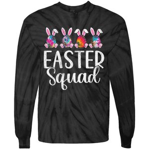 Easter Squad, Funny Egg Bunny Rabbit Rainbow Tie dye Leopard Tie-Dye Long Sleeve Shirt