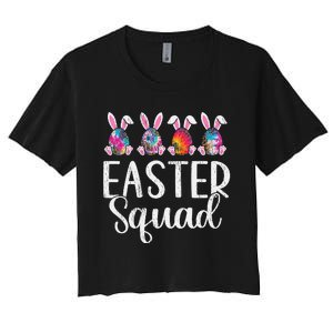 Easter Squad, Funny Egg Bunny Rabbit Rainbow Tie dye Leopard Women's Crop Top Tee