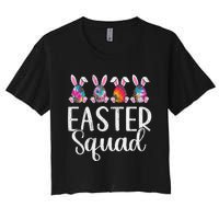 Easter Squad, Funny Egg Bunny Rabbit Rainbow Tie dye Leopard Women's Crop Top Tee