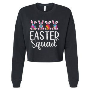 Easter Squad, Funny Egg Bunny Rabbit Rainbow Tie dye Leopard Cropped Pullover Crew