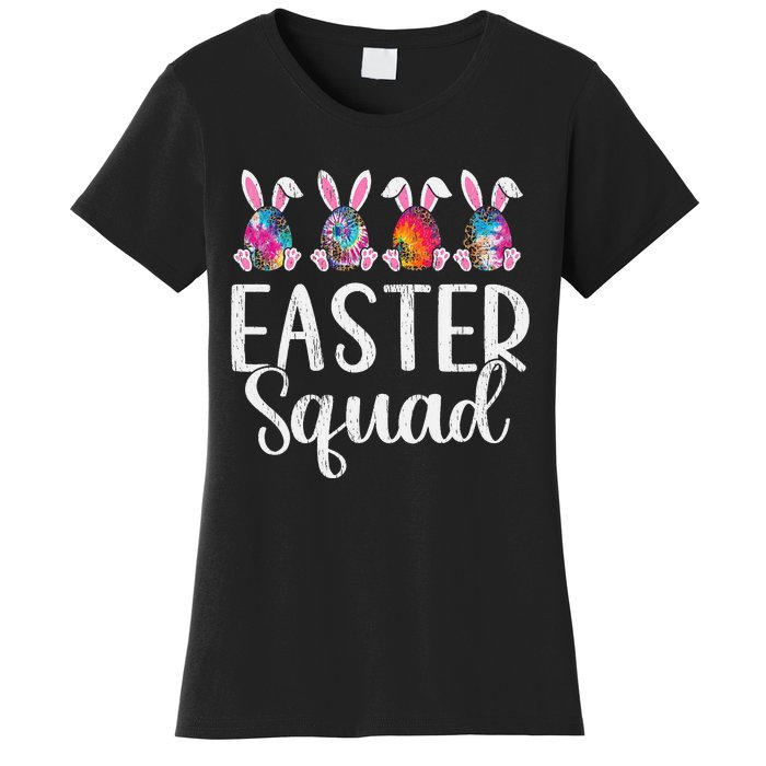 Easter Squad, Funny Egg Bunny Rabbit Rainbow Tie dye Leopard Women's T-Shirt