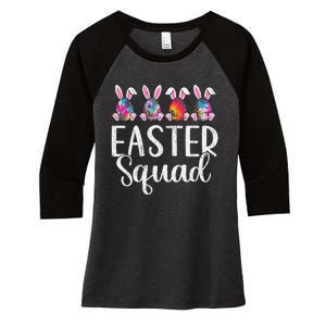 Easter Squad, Funny Egg Bunny Rabbit Rainbow Tie dye Leopard Women's Tri-Blend 3/4-Sleeve Raglan Shirt