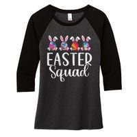 Easter Squad, Funny Egg Bunny Rabbit Rainbow Tie dye Leopard Women's Tri-Blend 3/4-Sleeve Raglan Shirt