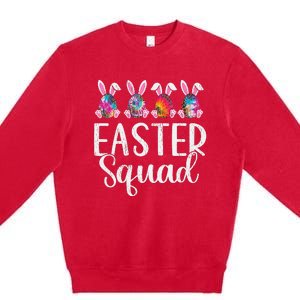 Easter Squad, Funny Egg Bunny Rabbit Rainbow Tie dye Leopard Premium Crewneck Sweatshirt