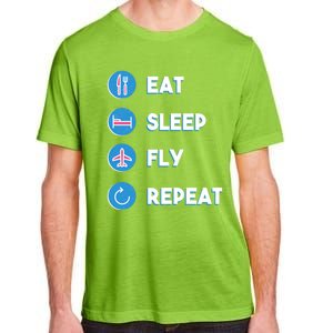 Eat Sleep Fly Repeat Funny Aviator Pilot Cute Cool Gift Adult ChromaSoft Performance T-Shirt