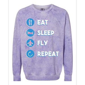 Eat Sleep Fly Repeat Funny Aviator Pilot Cute Cool Gift Colorblast Crewneck Sweatshirt