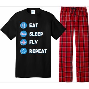 Eat Sleep Fly Repeat Funny Aviator Pilot Cute Cool Gift Pajama Set