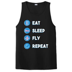 Eat Sleep Fly Repeat Funny Aviator Pilot Cute Cool Gift PosiCharge Competitor Tank