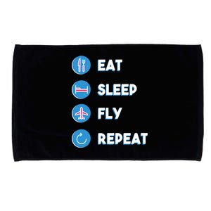 Eat Sleep Fly Repeat Funny Aviator Pilot Cute Cool Gift Microfiber Hand Towel