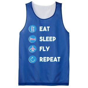 Eat Sleep Fly Repeat Funny Aviator Pilot Cute Cool Gift Mesh Reversible Basketball Jersey Tank