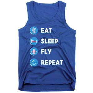 Eat Sleep Fly Repeat Funny Aviator Pilot Cute Cool Gift Tank Top