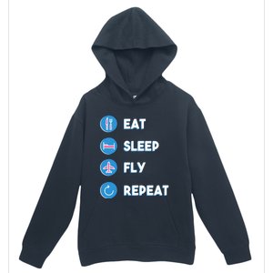 Eat Sleep Fly Repeat Funny Aviator Pilot Cute Cool Gift Urban Pullover Hoodie