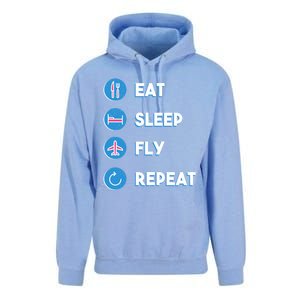 Eat Sleep Fly Repeat Funny Aviator Pilot Cute Cool Gift Unisex Surf Hoodie