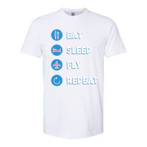 Eat Sleep Fly Repeat Funny Aviator Pilot Cute Cool Gift Softstyle CVC T-Shirt