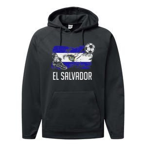 El Salvador Flag Jersey Salvadorean Soccer Team Salvadorean Performance Fleece Hoodie