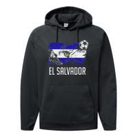 El Salvador Flag Jersey Salvadorean Soccer Team Salvadorean Performance Fleece Hoodie