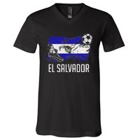 El Salvador Flag Jersey Salvadorean Soccer Team Salvadorean V-Neck T-Shirt