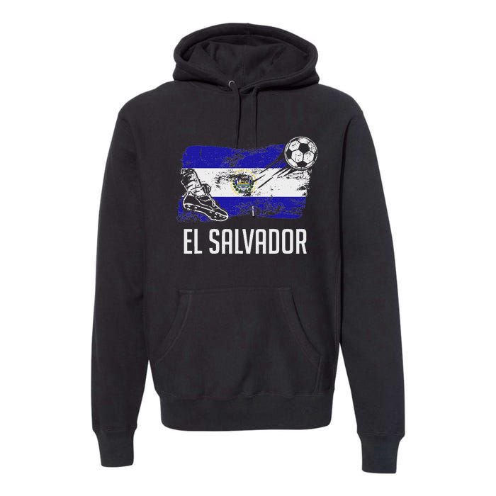 El Salvador Flag Jersey Salvadorean Soccer Team Salvadorean Premium Hoodie