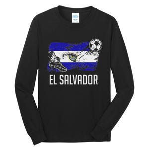 El Salvador Flag Jersey Salvadorean Soccer Team Salvadorean Tall Long Sleeve T-Shirt