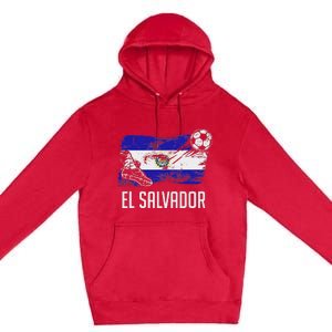 El Salvador Flag Jersey Salvadorean Soccer Team Salvadorean Premium Pullover Hoodie