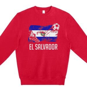 El Salvador Flag Jersey Salvadorean Soccer Team Salvadorean Premium Crewneck Sweatshirt