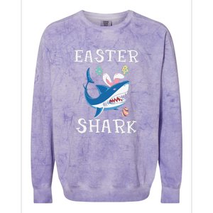 Easter Shark Funny Easter Day Gift Cute Ears Bunny Egg Colorblast Crewneck Sweatshirt