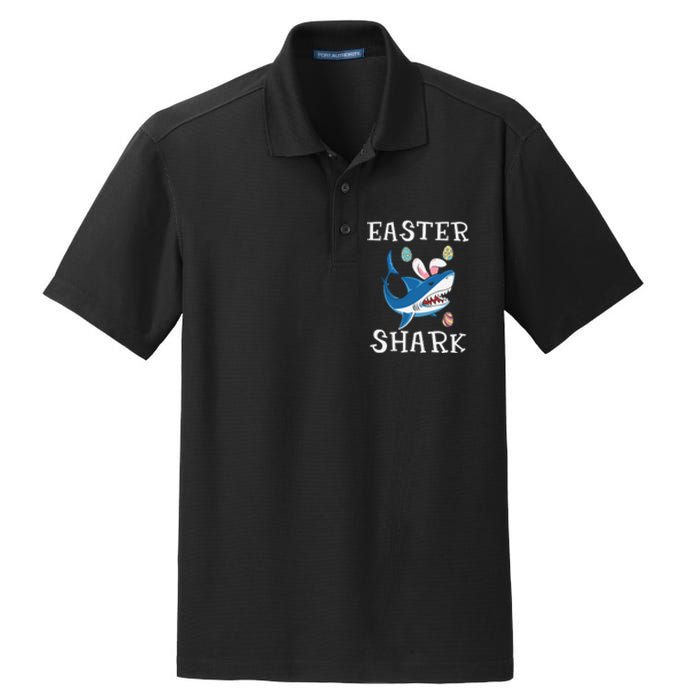 Easter Shark Funny Easter Day Gift Cute Ears Bunny Egg Dry Zone Grid Polo