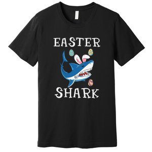 Easter Shark Funny Easter Day Gift Cute Ears Bunny Egg Premium T-Shirt