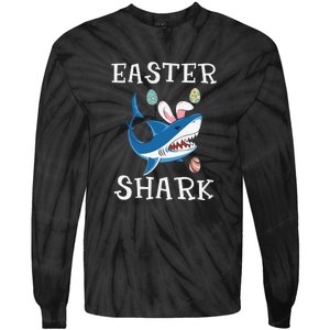 Easter Shark Funny Easter Day Gift Cute Ears Bunny Egg Tie-Dye Long Sleeve Shirt