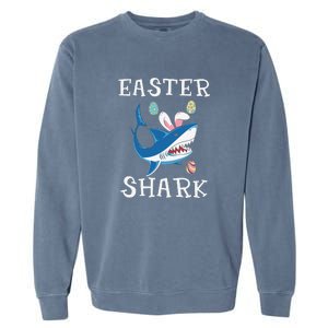 Easter Shark Funny Easter Day Gift Cute Ears Bunny Egg Garment-Dyed Sweatshirt