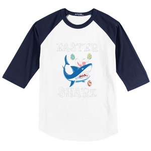 Easter Shark Funny Easter Day Gift Cute Ears Bunny Egg Baseball Sleeve Shirt